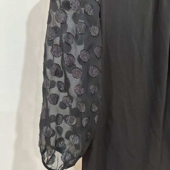 Calvin Klein black long sleeve with mesh polkadot three-quarter length sleeves - Picture 4 of 5